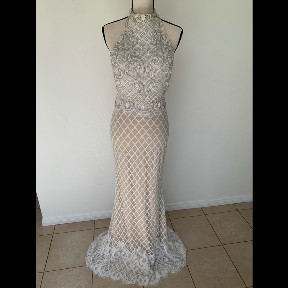 Beaded halter dress ball gown prom dress